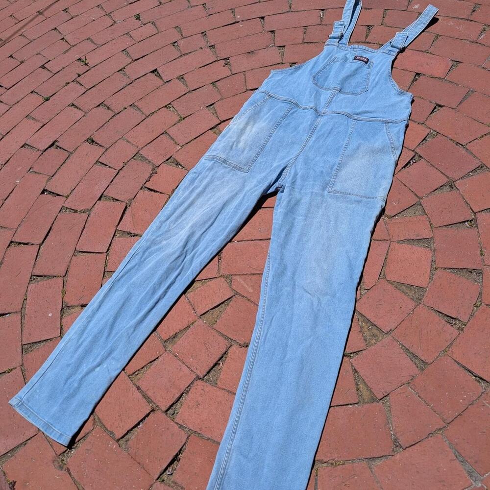 Run & Fly Stone Wash Blue Denim Overalls Dungarees Size Small Roomy 36